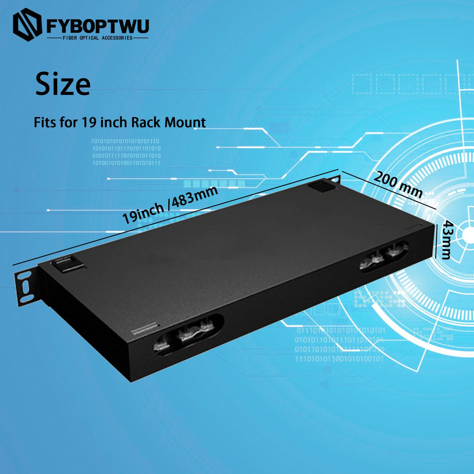 RiteAV - 2 Packs 12 Duplex Singlemode 24 Port LC UPC Fiber Optic Rack Mount Enclosure Box + Splice Trays Fiber Cables LC Kit (Include Coupler & Pigtail), 24 Core LGX Box fits for 19" Racks Cabinet