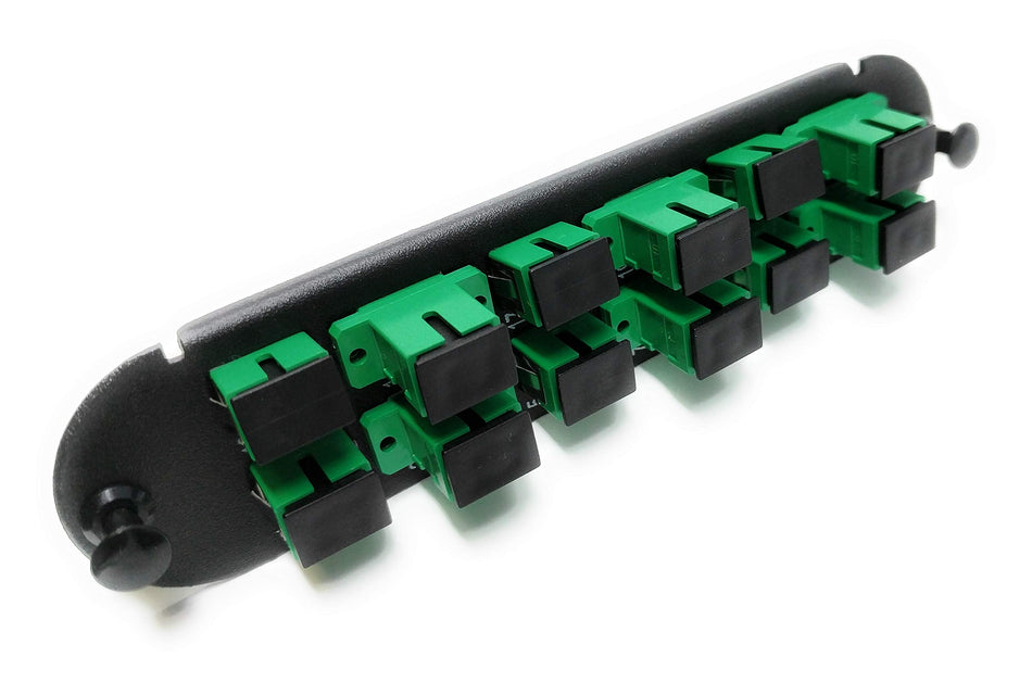 RiteAV - CCH SC/SC (12 Port Simplex w/12 Fiber Connectors) Adapter Panel (Non-LGX) Green/Black (9/125) for Yellow OS2 Singlemode APC