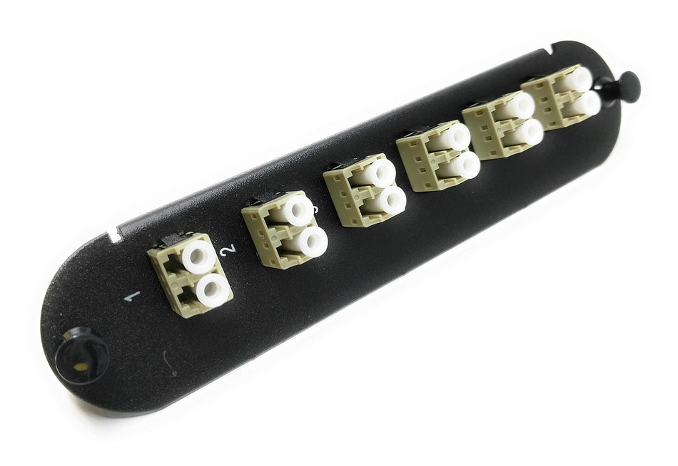 RiteAV - CCH LC/LC (6 Port Duplex w/12 Fiber Connectors) Adapter Panel (Non-LGX) Beige/Black (62.5/125) for Orange OM1 Multimode