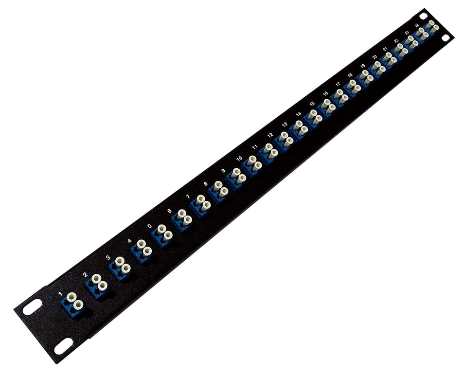 Ultra Spec Cables 24 Port LC Fiber Patch Panel Singlemode (Blue Couplers) (loaded 1u) 19"