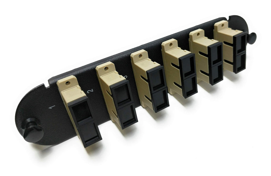 RiteAV - CCH SC/SC (6 Port Duplex w/12 Fiber Connectors) Adapter Panel (Non-LGX) Beige/Black (62.5/125) for Orange OM1 Multimode