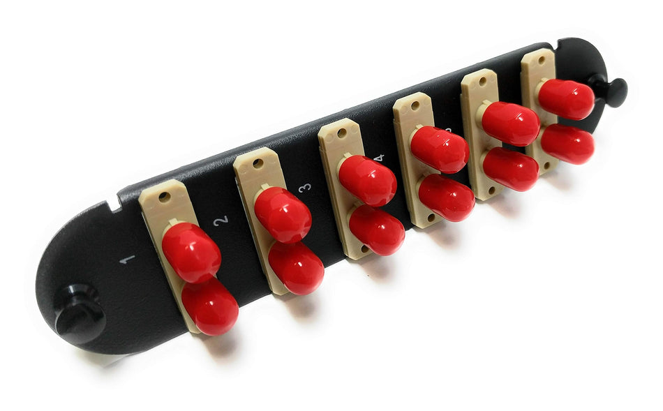 RiteAV - CCH ST/SC (6 Port Duplex w/12 Fiber Connectors) Adapter Panel (Non-LGX) Beige/Black (50/125) for Lime Green OM5 Multimode 100Gb