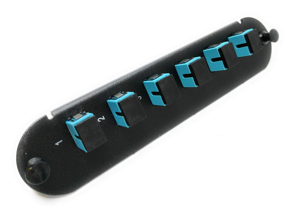 RiteAV - CCH SC/SC (6 Port Simplex w/6 Fiber Connectors) Adapter Panel (Non-LGX) Aqua/Black (50/125) for Aqua OM3 Multimode 10Gb