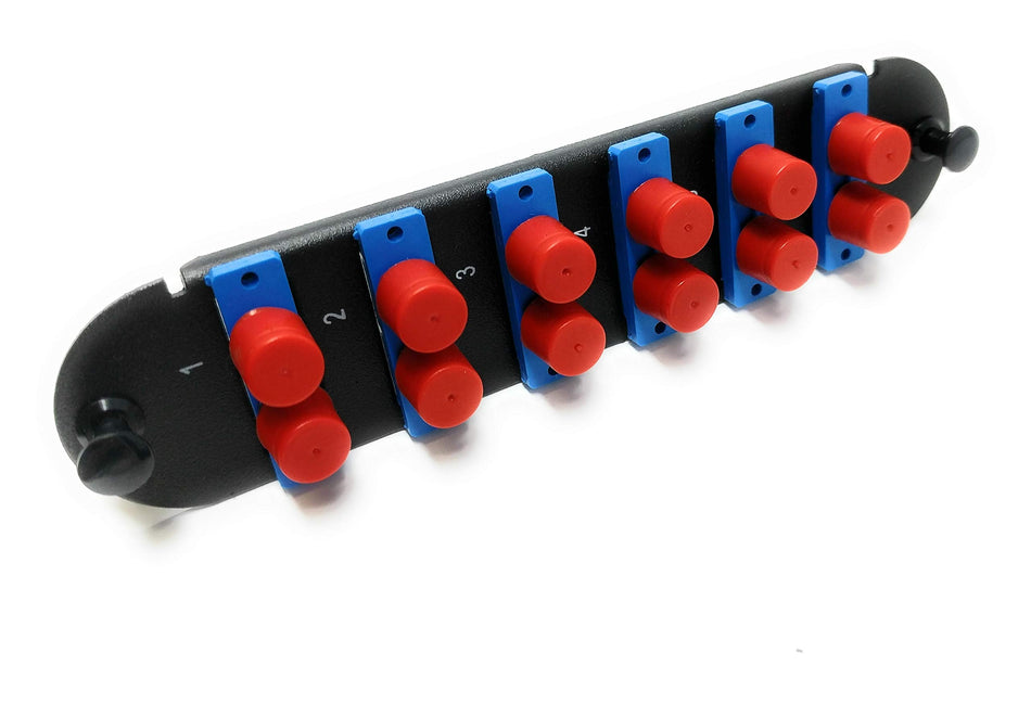 RiteAV - CCH FC/SC (6 Port Duplex w/12 Fiber Connectors) Adapter Panel (Non-LGX) Blue/Black (9/125) for Yellow OS2 Singlemode APC