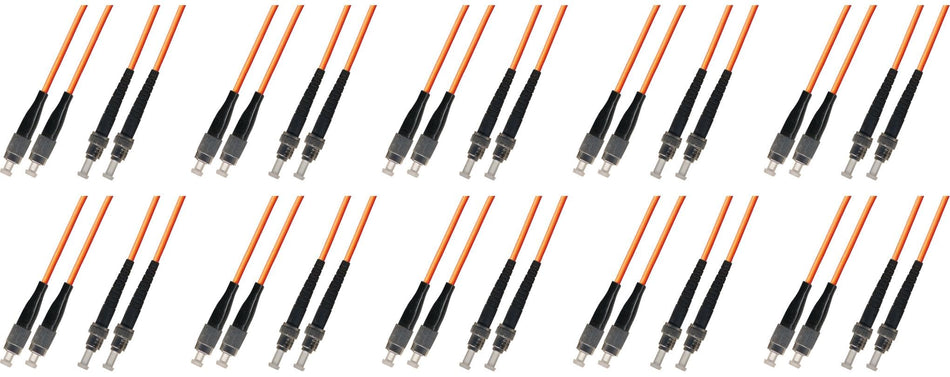 Ultra Spec Cables 1M Multimode Duplex Fiber Optic Cable (50/125) - FC to ST (10 Pack)