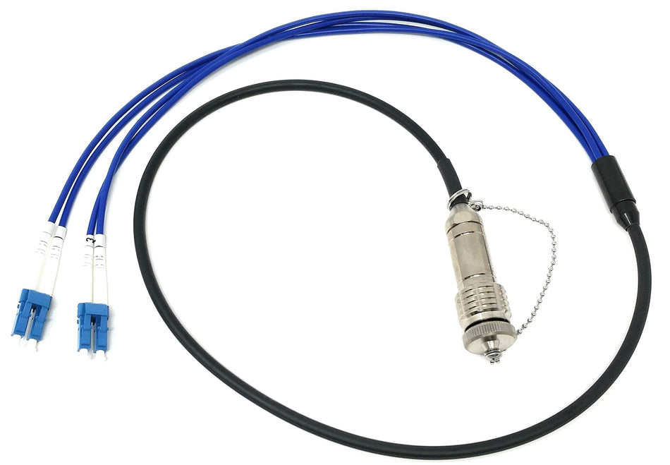 Ultra Spec Cables FTTA Outdoor Rated Screw-type Stainless Steel Plug to LC-UPC Singlemode 4 Core TPU Cable - 3 Meter