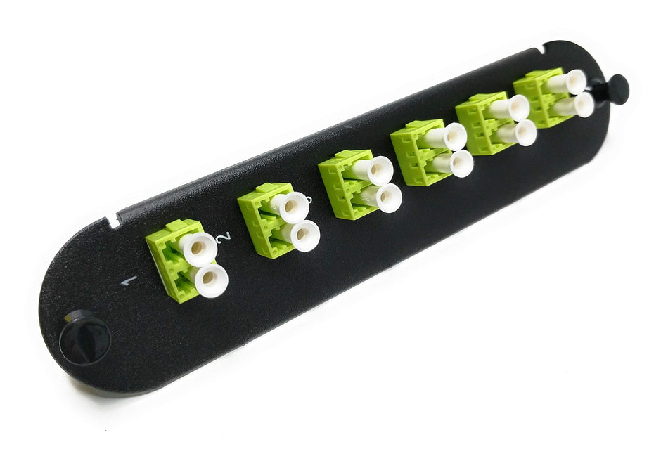 RiteAV - CCH LC/LC (6 Port Duplex w/12 Fiber Connectors) Adapter Panel (Non-LGX) Lime Green/Black (50/125) for Lime Green OM5 Multimode 100Gb