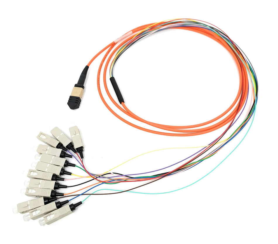 Ultra Spec Cables Multimode OM1 MPO Female to 12 x SC-UPC Simplex Fanout Cable 10 Meter