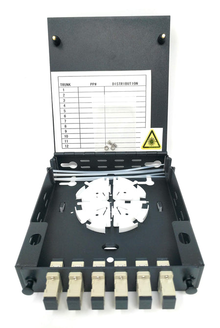 Ultra Spec Cables Wall Mount Fiber Enclosure with Spool and Loaded 6 P ...