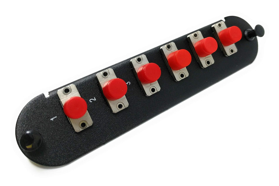 RiteAV - CCH FC/SC (6 Port Simplex w/6 Fiber Connectors) Adapter Panel (Non-LGX) Silver/Black (50/125) for Lime Green OM5 Multimode 100Gb