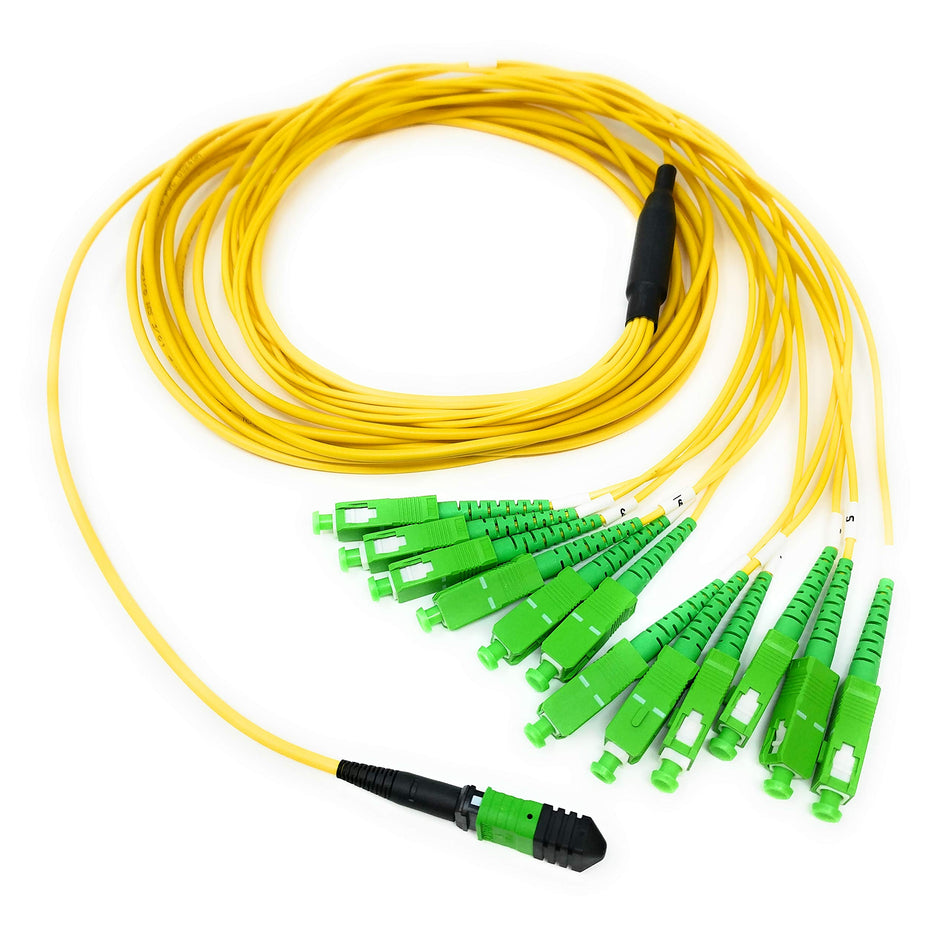 Ultra Spec Cables Singlemode MPO Female APC to 12 x SC-APC Simplex Breakout Cable 20 Meter