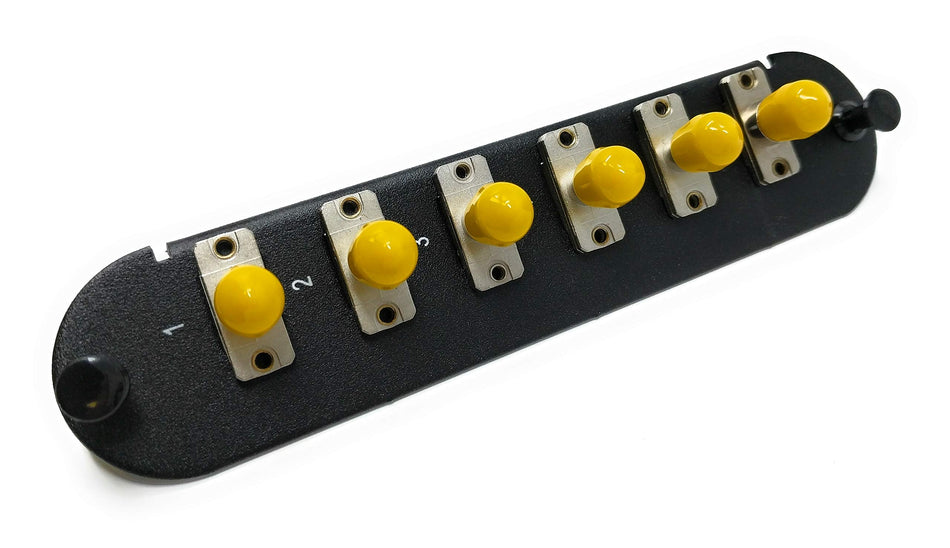 RiteAV - CCH ST/SC (6 Port Simplex w/6 Fiber Connectors) Adapter Panel (Non-LGX) Silver/Black (9/125) for Yellow OS2 Singlemode APC