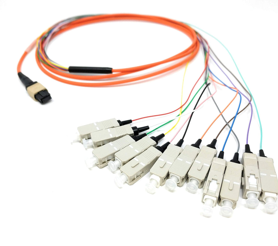 Ultra Spec Cables Multimode OM1 MPO Female to 12 x SC-UPC Simplex Fanout Cable 25 Meter