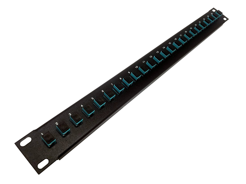 Ultra Spec Cables 24 Port SC Fiber Patch Panel 10Gb/40Gb Multimode (Aqua Couplers) (Loaded 1u) 19"