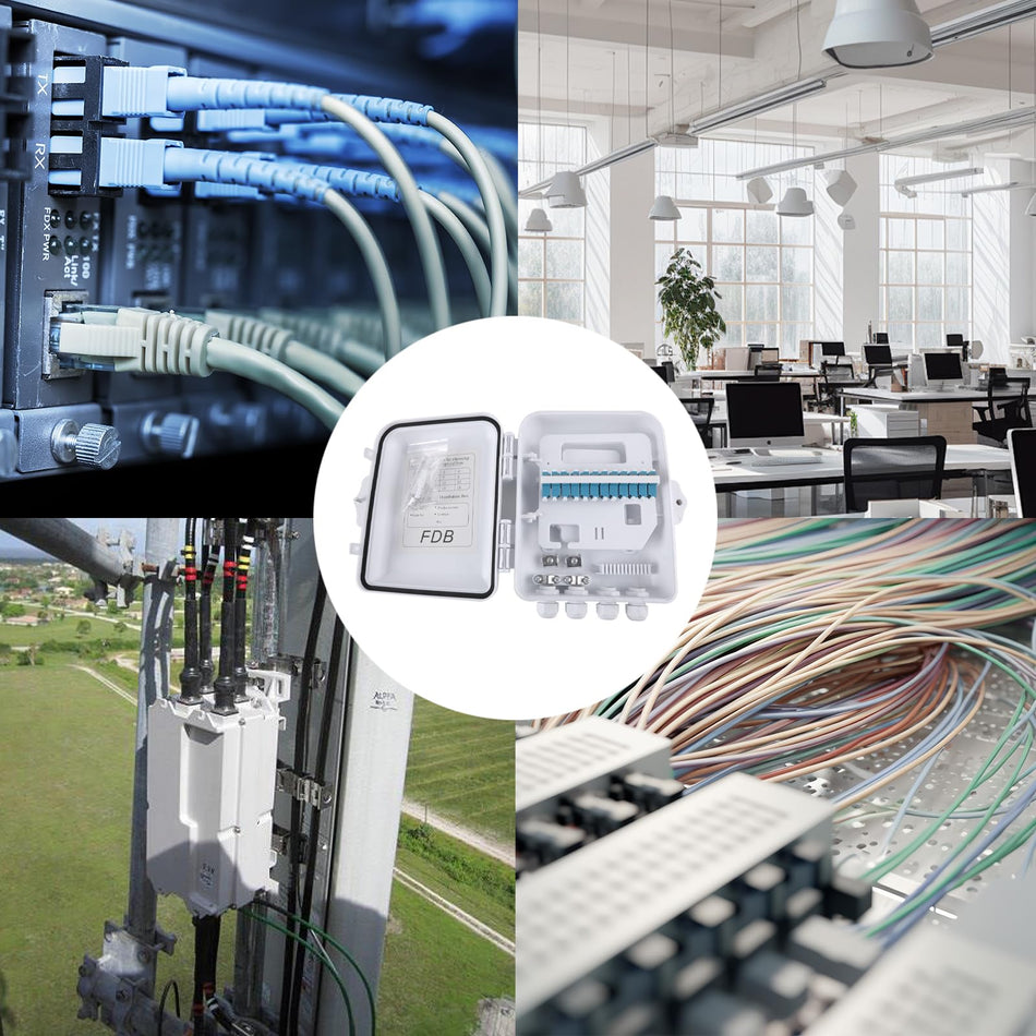 RiteAV - 12 Core Fiber Distribution Box, 12 Port FTTH Distribution Splitter Box- Fiber Optic Terminal Junction Splitter Case with LC Fiber Cable Coupler
