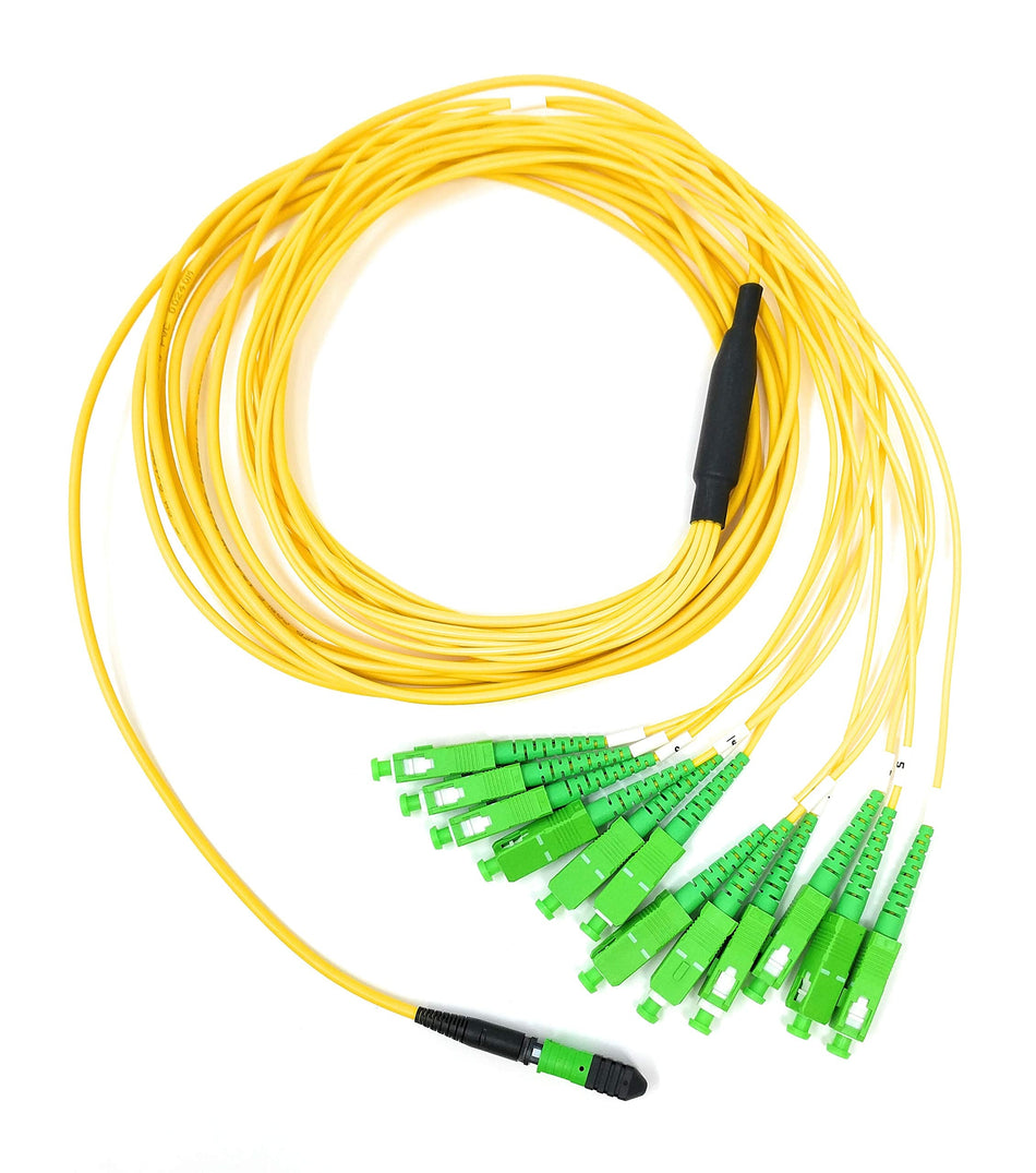 Ultra Spec Cables Singlemode MPO Female APC to 12 x SC-APC Simplex Breakout Cable 5 Meter