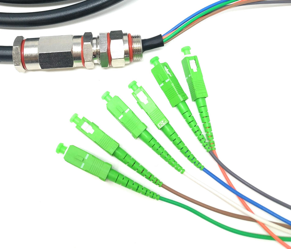 Ultra Spec Cables - SC/APC (6 Strand) Singlemode (9/125) Fiber Optic Waterproof Armored Splice Pigtail - 3M