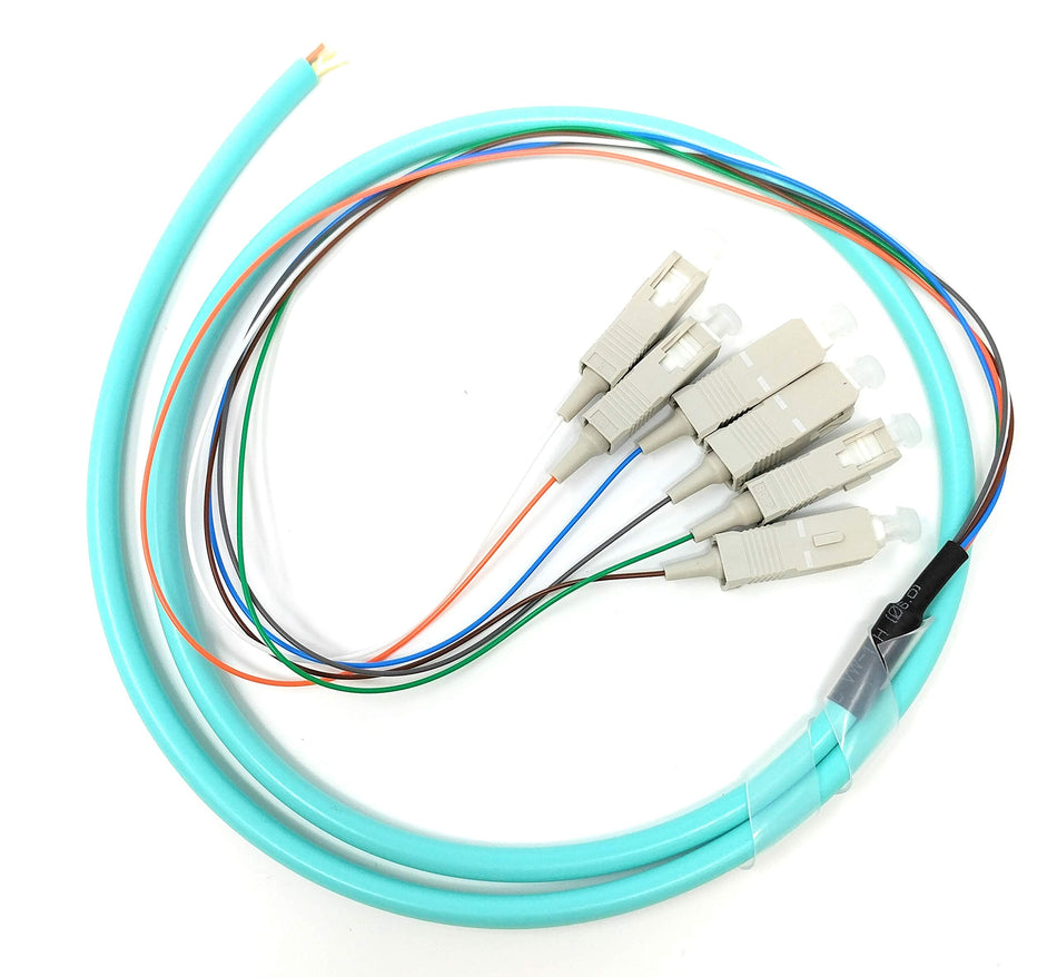 Ultra Spec Cables 6 Strand Multimode OM3 50/125 SC-UPC Fiber Pigtail 1 Meter for Splice