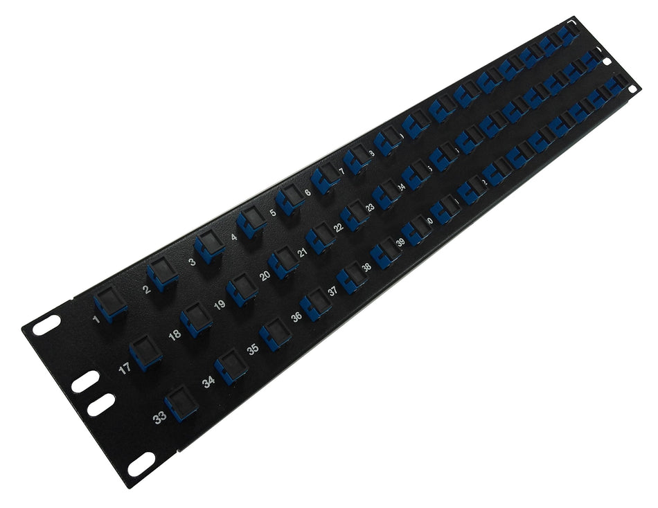 Ultra Spec Cables 48 Port SC Fiber Patch Panel Singlemode (Blue Couplers) (Loaded 2u) 19"