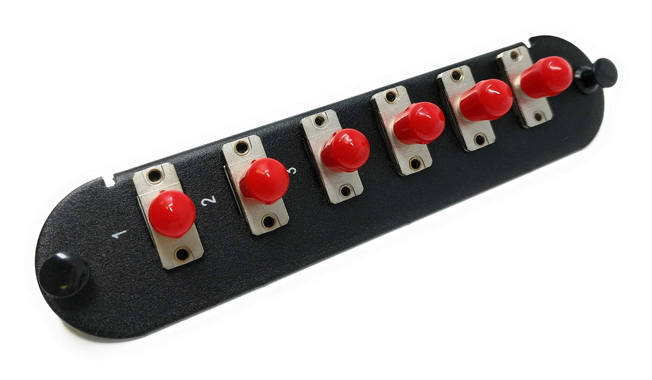 RiteAV - CCH ST/SC (6 Port Simplex w/6 Fiber Connectors) Adapter Panel (Non-LGX) Silver/Black (50/125) for Aqua OM4 Multimode 40Gb