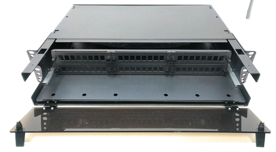 Ultra Spec Cables 2U 48 Port 19" Rack Mount Fiber Enclosure Singlemode SC-APC Kit (Includes 8 x 3 Meter 12 Strand SC-APC Pigtails and 48 x SC-APC Adapters) for Splice