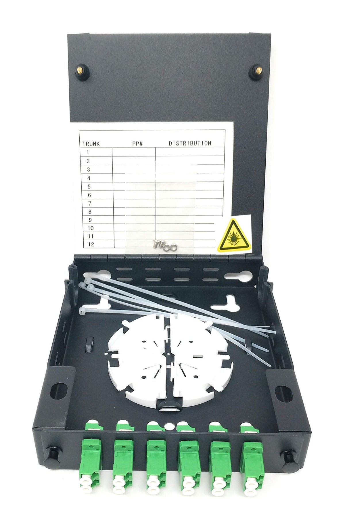 Ultra Spec Cables Wall Mount Fiber Enclosure with Spool and Loaded 6 P ...