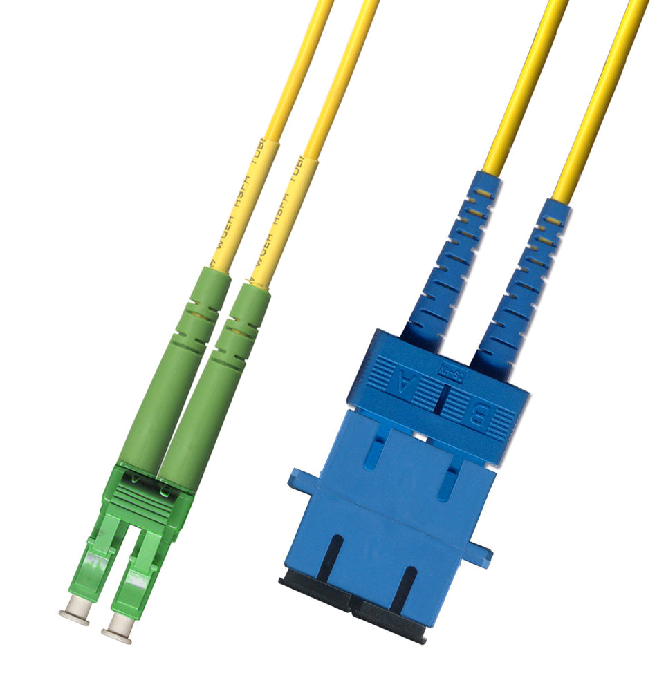 RiteAV Fiber Optic Hybrid Duplex Adapter Cable LC APC Male to SC UPC Female 1FT