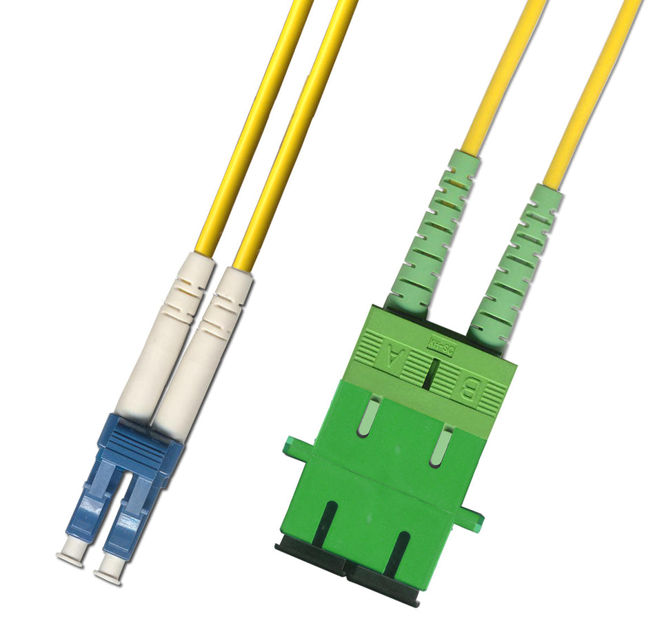 RiteAV Fiber Optic Hybrid Duplex Adapter Cable LC UPC Male to SC APC Female 1FT