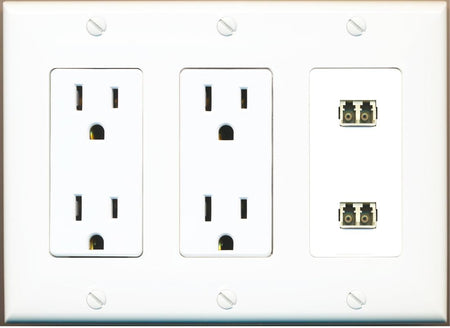 RiteAV 2 Port LC Fiber Optic Multimode Duplex Wall Plate - 2 Outlet [White]