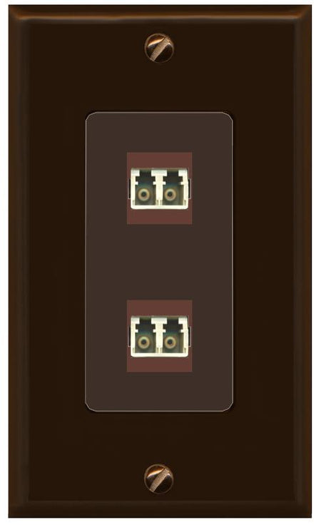 RiteAV 2 Port LC Fiber Optic Multimode Duplex Wall Plate - 1 Gang [Brown/Brown]