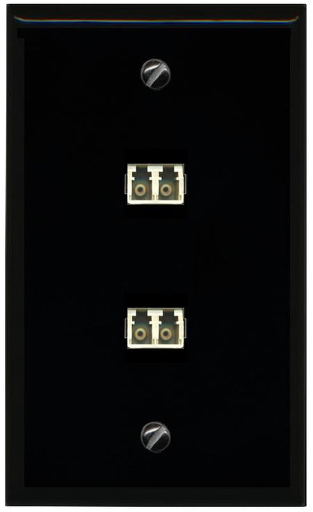 RiteAV 2 Port LC Fiber Optic Multimode Duplex Wall Plate - Flat [Black/Black]