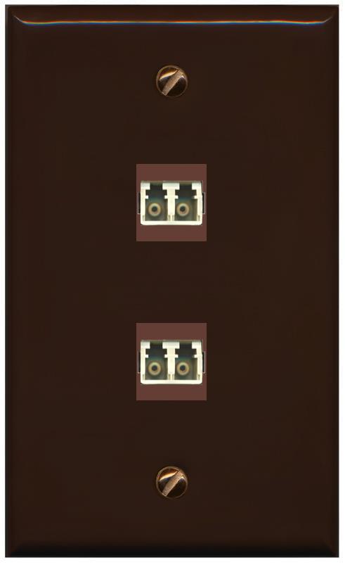 RiteAV 2 Port LC Fiber Optic Multimode Duplex Wall Plate - Flat [Brown/Brown]