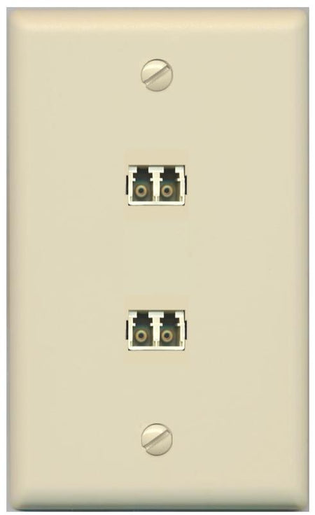 RiteAV 2 Port LC Fiber Optic Multimode Duplex Wall Plate - Flat [Ivory/Ivory]