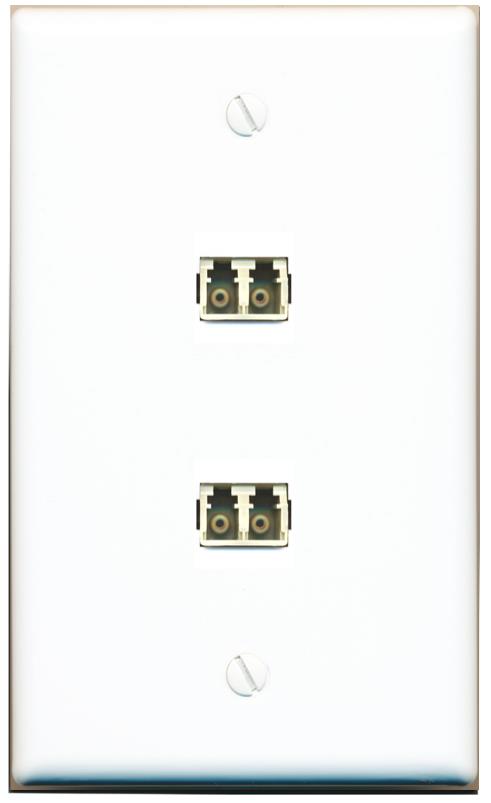 RiteAV 2 Port LC Fiber Optic Multimode Duplex Wall Plate - Flat [White]