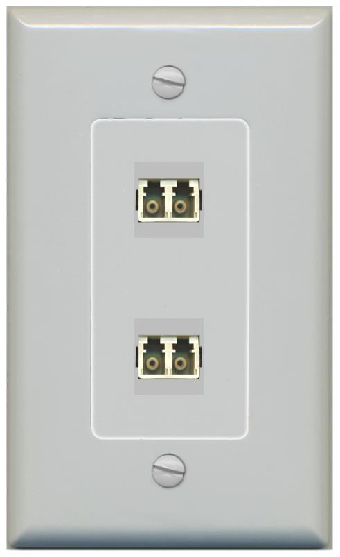 RiteAV 2 Port LC Fiber Optic Multimode Duplex Wall Plate - 1 Gang [Gray/Gray]