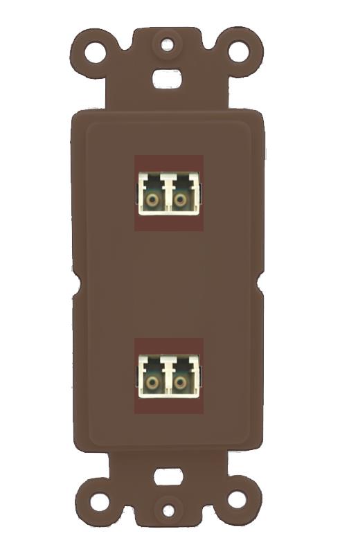 RiteAV 2 Port LC Fiber Optic Multimode Duplex Wall Plate - Rocker [Brown/Brown]