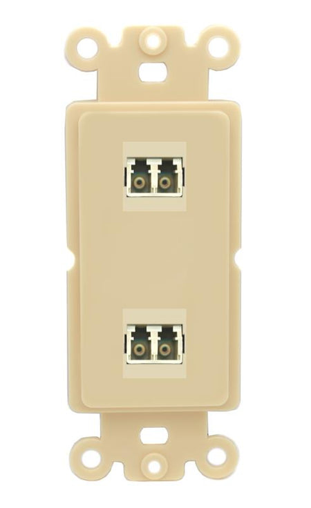 RiteAV 2 Port LC Fiber Optic Multimode Duplex Wall Plate - Rocker [Ivory/Ivory]