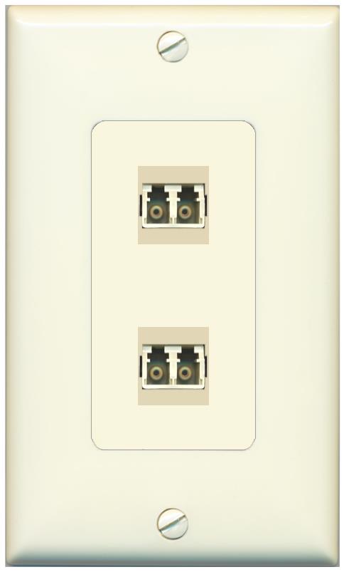 RiteAV 2 Port LC Fiber Optic Multimode Duplex Wall Plate - 1 Gang [Light-Almond]