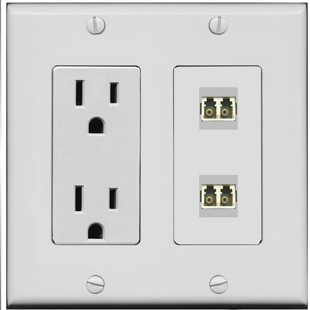 RiteAV 2 Port LC Fiber Optic Multimode Duplex Wall Plate - Outlet [Gray/Gray]