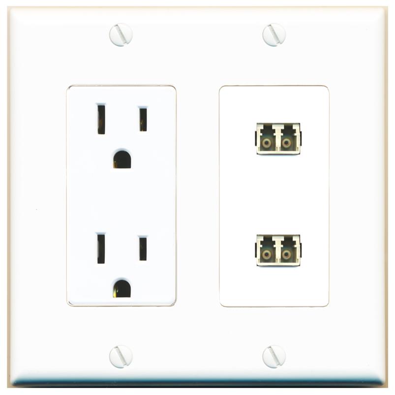 RiteAV 2 Port LC Fiber Optic Multimode Duplex Wall Plate - Outlet [White]