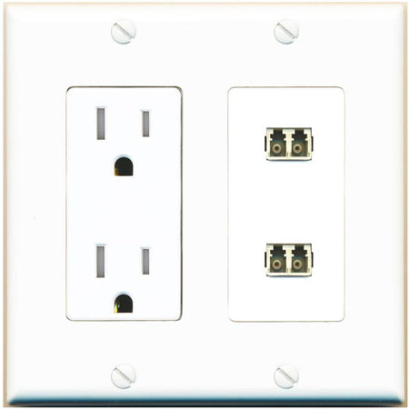 RiteAV 2 Port LC Fiber Optic Multimode Duplex Wall Plate - Tamper-Res [White]