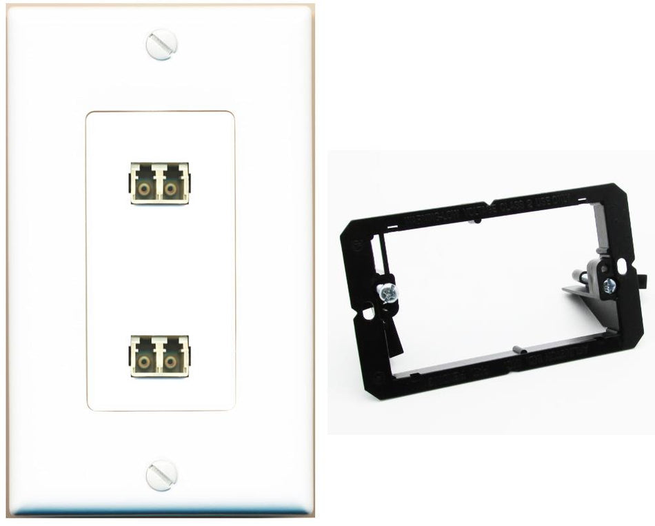 RiteAV 2 Port LC Fiber Optic Multimode Duplex Wall Plate - Bracket [White]