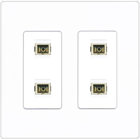 RiteAV 4 Port SC Fiber Optic Simplex Multimode Wall Plate - 2 Gang [Screwless White]