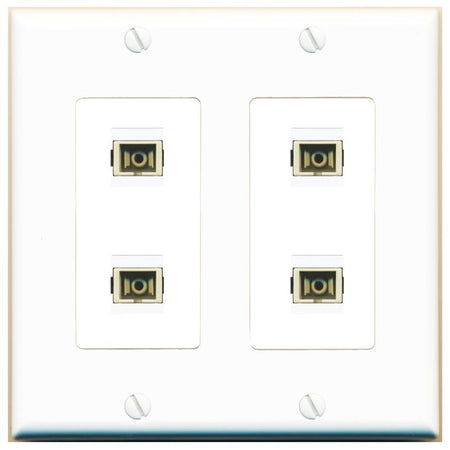 RiteAV 4 Port SC Fiber Optic Simplex Multimode Wall Plate - 2 Gang [White]