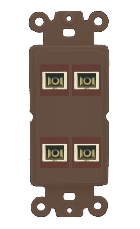 RiteAV 4 Port SC Fiber Optic Simplex Multimode Wall Plate - Rocker [Brown/Brown]