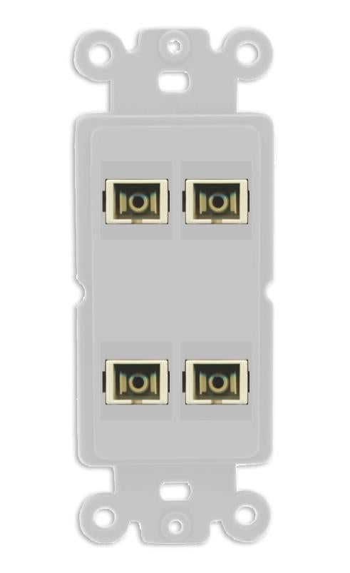 RiteAV 4 Port SC Fiber Optic Simplex Multimode Wall Plate - Rocker [Gray/Gray]