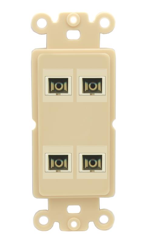 RiteAV 4 Port SC Fiber Optic Simplex Multimode Wall Plate - Rocker [Ivory/Ivory]