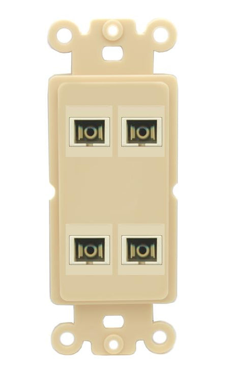 RiteAV 4 Port SC Fiber Optic Simplex Multimode Wall Plate - Rocker [Ivory/Ivory]