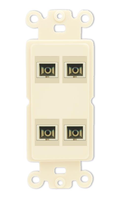 RiteAV 4 Port SC Fiber Optic Simplex Multimode Wall Plate - Rocker [Light-Almond]