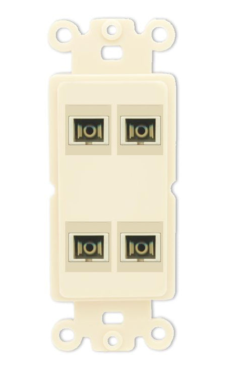 RiteAV 4 Port SC Fiber Optic Simplex Multimode Wall Plate - Rocker [Light-Almond]
